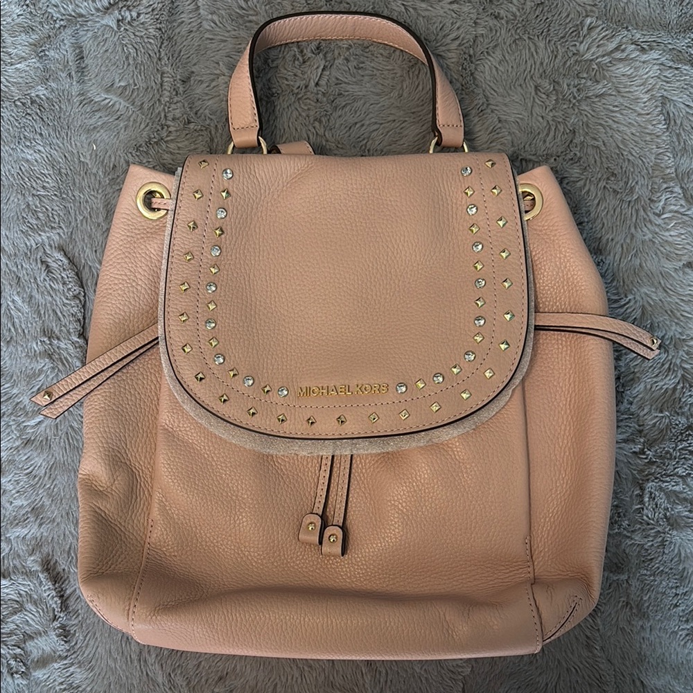 Michael Kors Pastel Pink Backpack with Studded Flap